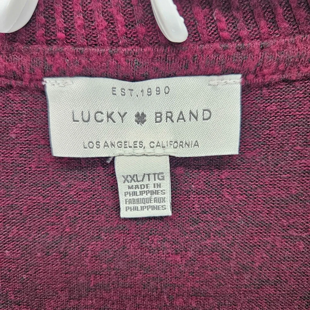 Lucky Brand Men Pullover V-Neck Sweater Maroon Lightweight Size‎ XXL 2XL